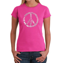 Load image into Gallery viewer, PEACE, LOVE, &amp; MUSIC - Women&#39;s Word Art T-Shirt