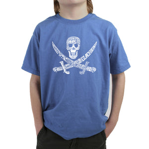 PIRATE CAPTAINS, SHIPS AND IMAGERY - Boy's Word Art T-Shirt