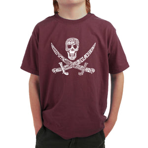 PIRATE CAPTAINS, SHIPS AND IMAGERY - Boy's Word Art T-Shirt