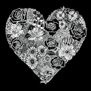 Heart Flowers  - Women's Word Art Crewneck Sweatshirt