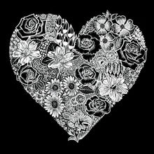 Load image into Gallery viewer, Heart Flowers  - Girl&#39;s Word Art Hooded Sweatshirt