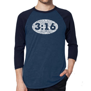 John 3:16 - Men's Raglan Baseball Word Art T-Shirt