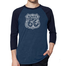 Load image into Gallery viewer, Stops Along Route 66 - Men&#39;s Raglan Baseball Word Art T-Shirt