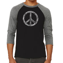 Load image into Gallery viewer, THE WORD PEACE IN 77 LANGUAGES - Men&#39;s Raglan Baseball Word Art T-Shirt