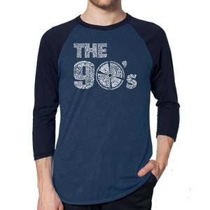 90S - Men's Raglan Baseball Word Art T-Shirt