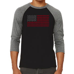 USA Flag  - Men's Raglan Baseball Word Art T-Shirt