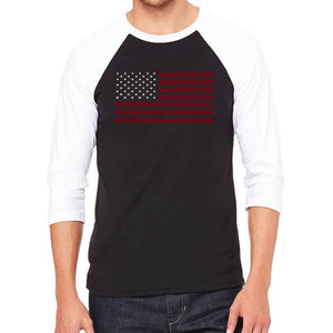 USA Flag  - Men's Raglan Baseball Word Art T-Shirt