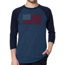 Load image into Gallery viewer, USA Flag  - Men&#39;s Raglan Baseball Word Art T-Shirt