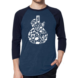 Music Notes Guitar - Men's Raglan Baseball Word Art T-Shirt