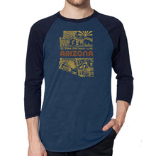 Load image into Gallery viewer, Az Pics - Men&#39;s Raglan Baseball Word Art T-Shirt