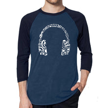 Load image into Gallery viewer, Music Note Headphones - Men&#39;s Raglan Baseball Word Art T-Shirt