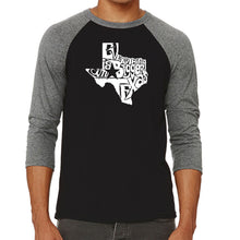 Load image into Gallery viewer, Everything is Bigger in Texas - Men&#39;s Raglan Baseball Word Art T-Shirt