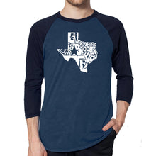 Load image into Gallery viewer, Everything is Bigger in Texas - Men&#39;s Raglan Baseball Word Art T-Shirt