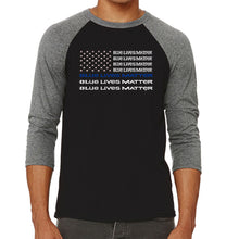 Load image into Gallery viewer, Blue Lives Matter - Men&#39;s Raglan Baseball Word Art T-Shirt