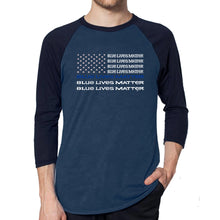 Load image into Gallery viewer, Blue Lives Matter - Men&#39;s Raglan Baseball Word Art T-Shirt