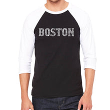 Load image into Gallery viewer, BOSTON NEIGHBORHOODS - Men&#39;s Raglan Baseball Word Art T-Shirt