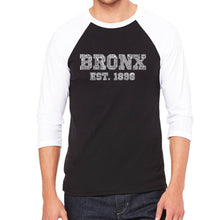 Load image into Gallery viewer, POPULAR NEIGHBORHOODS IN BRONX, NY - Men&#39;s Raglan Baseball Word Art T-Shirt