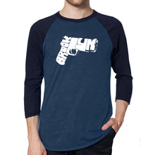 Load image into Gallery viewer, BROOKLYN GUN - Men&#39;s Raglan Baseball Word Art T-Shirt