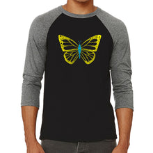 Load image into Gallery viewer, Butterfly  - Men&#39;s Raglan Baseball Word Art T-Shirt