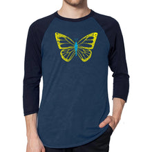 Load image into Gallery viewer, Butterfly  - Men&#39;s Raglan Baseball Word Art T-Shirt