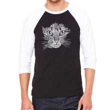 Load image into Gallery viewer, Cat Face - Men&#39;s Raglan Baseball Word Art T-Shirt