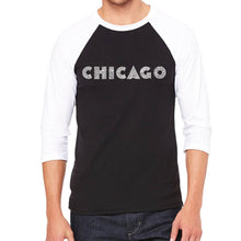 Load image into Gallery viewer, CHICAGO NEIGHBORHOODS - Men&#39;s Raglan Baseball Word Art T-Shirt