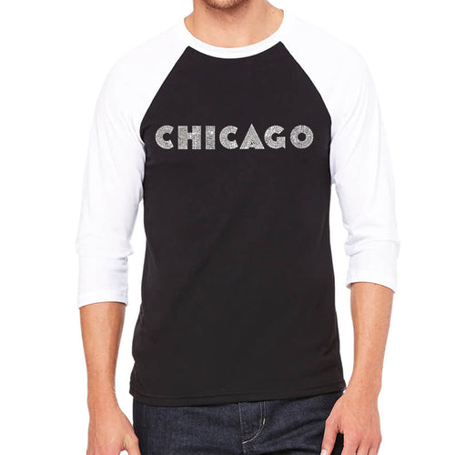 CHICAGO NEIGHBORHOODS - Men's Raglan Baseball Word Art T-Shirt