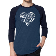 Load image into Gallery viewer, Heart Notes  - Men&#39;s Raglan Baseball Word Art T-Shirt
