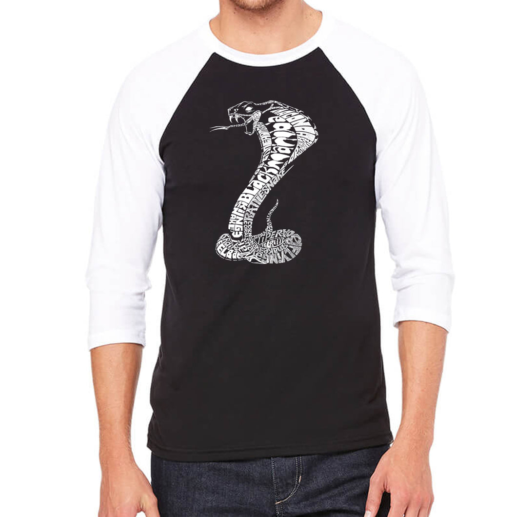 Types of Snakes - Men's Raglan Baseball Word Art T-Shirt