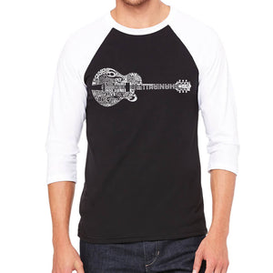 Country Guitar - Men's Raglan Baseball Word Art T-Shirt