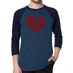 Country Music Heart - Men's Raglan Baseball Word Art T-Shirt