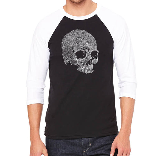 Dead Inside Skull - Men's Raglan Baseball Word Art T-Shirt