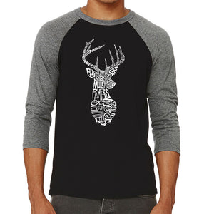 Types of Deer - Men's Raglan Baseball Word Art T-Shirt