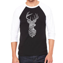 Load image into Gallery viewer, Types of Deer - Men&#39;s Raglan Baseball Word Art T-Shirt