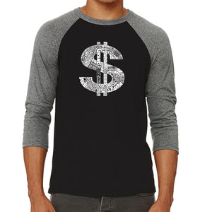 Dollar Sign - Men's Raglan Baseball Word Art T-Shirt