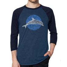 Load image into Gallery viewer, Species of Dolphin - Men&#39;s Raglan Baseball Word Art T-Shirt