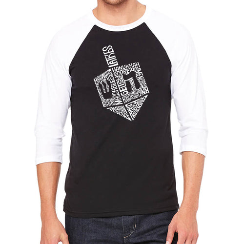 Hanukkah Dreidel - Men's Raglan Baseball Word Art T-Shirt