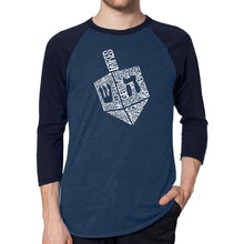 Load image into Gallery viewer, Hanukkah Dreidel - Men&#39;s Raglan Baseball Word Art T-Shirt