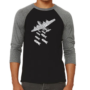 DROP BEATS NOT BOMBS - Men's Raglan Baseball Word Art T-Shirt
