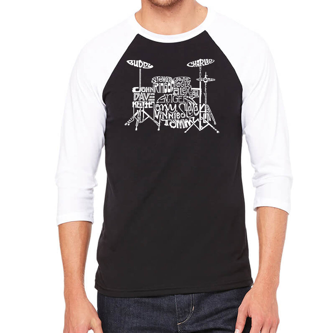 Drums - Men's Raglan Baseball Word Art T-Shirt