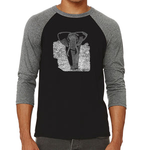 ELEPHANT - Men's Raglan Baseball Word Art T-Shirt