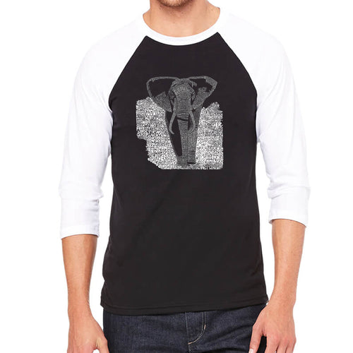 ELEPHANT - Men's Raglan Baseball Word Art T-Shirt