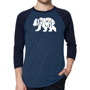 Explore - Men's Raglan Baseball Word Art T-Shirt