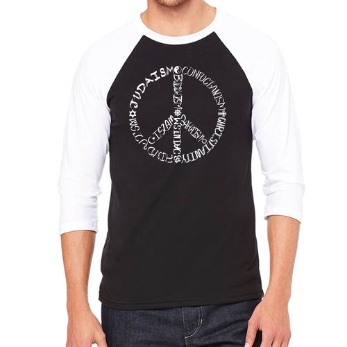 Different Faiths peace sign - Men's Raglan Baseball Word Art T-Shirt