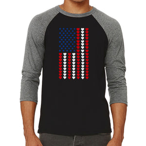 Heart Flag - Men's Raglan Baseball Word Art T-Shirt