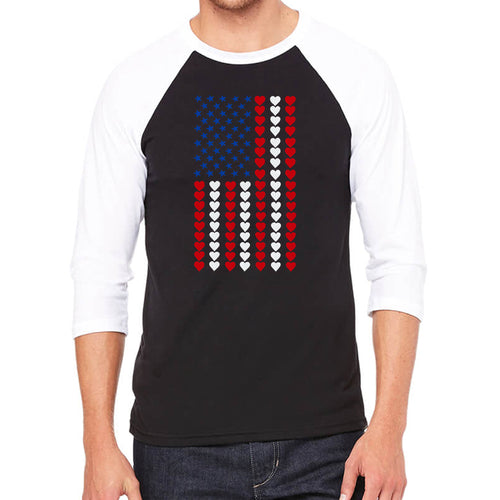 Heart Flag - Men's Raglan Baseball Word Art T-Shirt