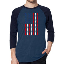 Load image into Gallery viewer, Heart Flag - Men&#39;s Raglan Baseball Word Art T-Shirt
