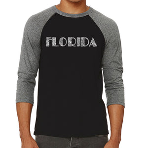 POPULAR CITIES IN FLORIDA - Men's Raglan Baseball Word Art T-Shirt