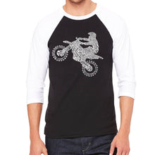 Load image into Gallery viewer, FMX Freestyle Motocross - Men&#39;s Raglan Baseball Word Art T-Shirt
