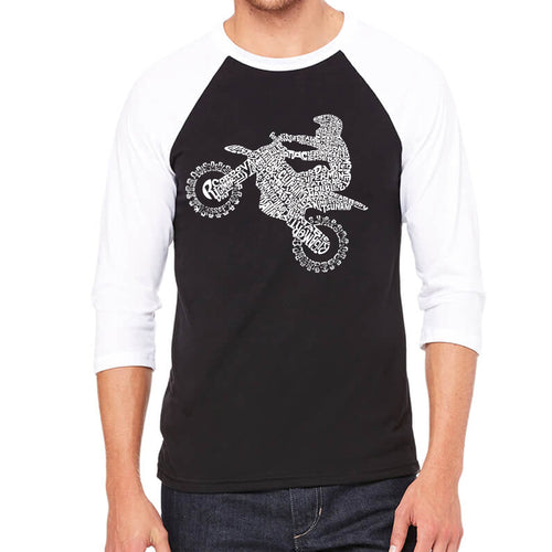 FMX Freestyle Motocross - Men's Raglan Baseball Word Art T-Shirt